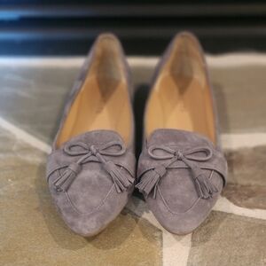 Talbots Gray Pointed-Toe Flats with Bow
